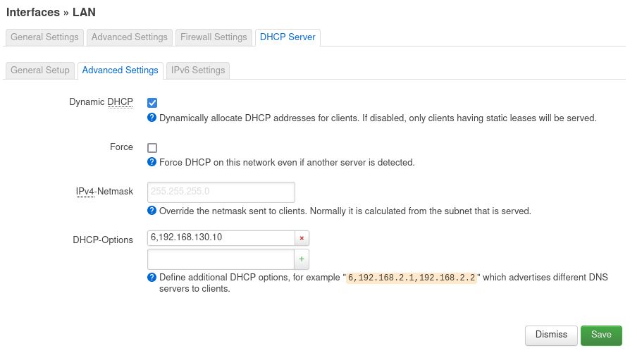 DHCP options